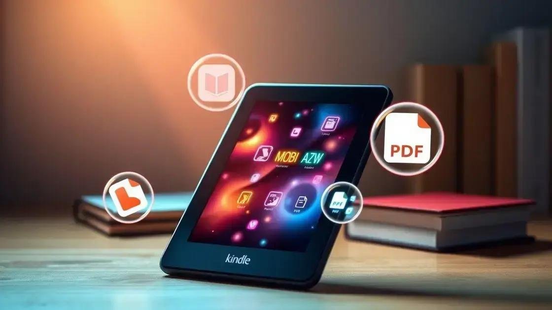 Formatos suportados: MOBI, AZW, PDF